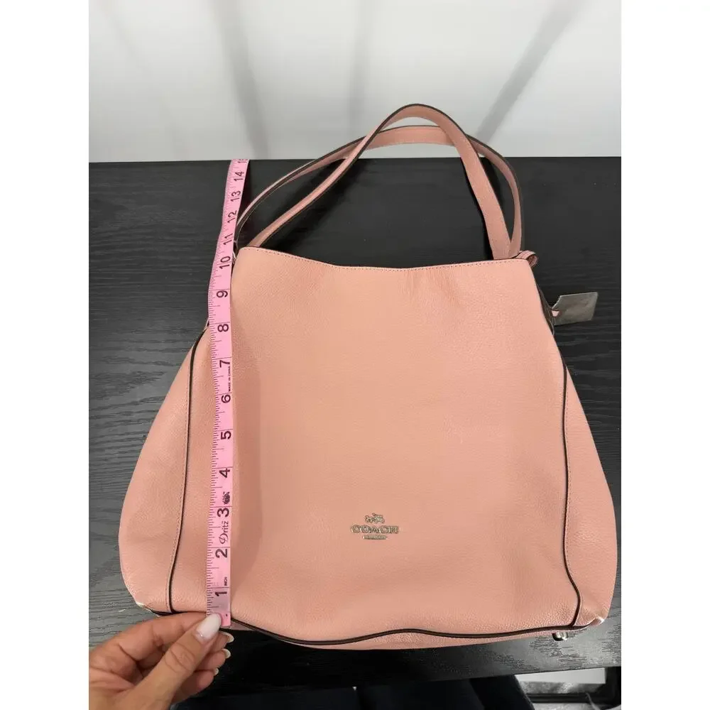Coach Edie 31 Shoulder Bag Pink Pebbled Leather Hobo Tote Silver Hardware